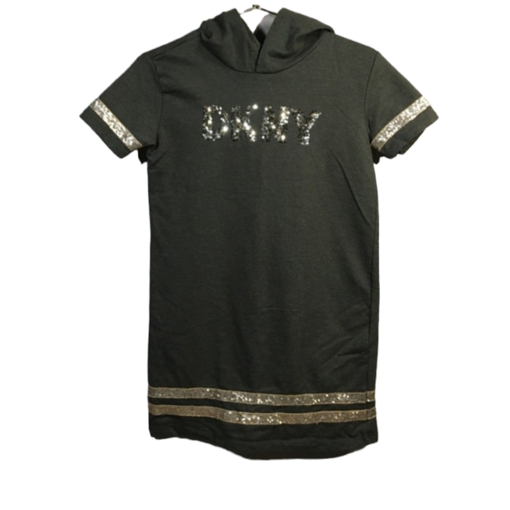 DKNY Girls’ Sequin Stripe Size XL (14-16) Dress
